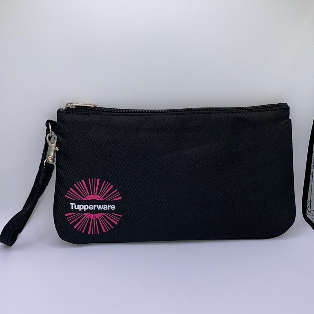 Tupperware Wristlet Pouch Pencil Case Makeup Receipt Bag Sales Rep Black